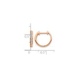 10k Rose Gold Hoop Earrings with White Round Diamonds, Minimalist Huggie Style