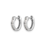 10k White Gold Huggie Earrings with Channel-Set Round Diamonds, Classic Hoop Design