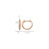 14k Rose Gold Huggie Hoop Earrings with Channel-Set White Diamonds, Minimalist Style for Women