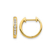 14k Yellow Gold Huggie Hoop Earrings with Channel-Set Diamonds, Sleek Modern Style