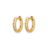 10k Yellow Gold Huggie Hoop Earrings with Round White Diamonds, Channel Set Polished Hoops for Women