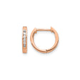 14k Rose Gold Huggie Earrings with Channel Set Diamonds, Minimal Small Hoop Design