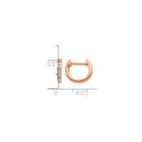 14k Rose Gold Huggie Hoop Earrings with Round Cut Diamonds, Modern Minimalist Design