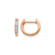 14k Rose Gold Huggie Hoop Earrings with Round Cut Diamonds, Modern Minimalist Design