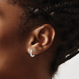 14k White Gold Huggie Hoop Earrings with Channel Set Diamonds, Minimalist Design for Women