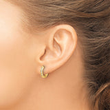10k Yellow Gold Hoop Earrings with Channel Set Round White Diamonds, Polished Finish