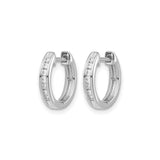 14k White Gold Diamond Hoop Earrings, Channel Set Round Cut, Classic Polished Design
