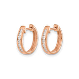10k Rose Gold Huggie Hoop Earrings with White Stones, Sleek Minimalist Design for Women