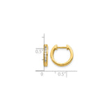 10k Yellow Gold Hoop Earrings with Channel Set Round White Gemstones, Hinged Closure, Lightweight Design
