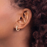 14k Rose Gold Hoop Earrings with Channel Set Round Diamonds, Hinged Huggie Style
