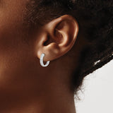 14k White Gold Diamond Hoop Earrings, Sleek Modern Design for Women