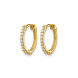10k Yellow Gold Hoop Earrings with Channel Set Round Cut Diamonds, Classic Lightweight Design