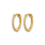 14k Yellow Gold Hoop Earrings with Cubic Zirconia, Channel Set, Lightweight Classic Style