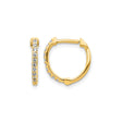 14k Yellow Gold Hoop Earrings with Cubic Zirconia, Channel Set, Lightweight Classic Style