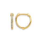 14k Yellow Gold Hoop Earrings with Cubic Zirconia, Channel Set, Lightweight Classic Style