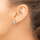 14k White Gold Hoop Earrings with Channel Set Baguette Diamonds, Polished Finish