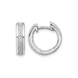 10k White Gold Huggie Earrings with Channel Set Diamonds, Small Hoop Style for Women