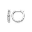 10k White Gold Hoop Earrings with Round Cut Diamonds, Channel Set Huggies, Minimalist Style