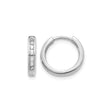 10k White Gold Hoop Earrings with Round Cut Diamonds in Channel Setting