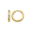 14k Yellow Gold Hoop Earrings with Channel-Set Diamonds, Polished Lightweight Design for Women