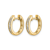 10k Yellow Gold Hoop Earrings with Channel Set Diamonds, Polished Finish, Hinged Design