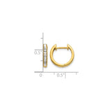 10k Yellow Gold Hoop Earrings with Channel Set Diamonds, Polished Finish, Hinged Design