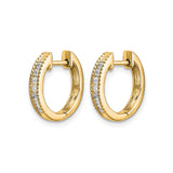 14k Yellow Gold Hoop Earrings with Channel Set Round Diamonds, Two Tone Huggie Style