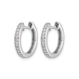 14k White Gold Hoop Earrings with Round Cut Channel Set Diamonds, Lightweight Classic Style