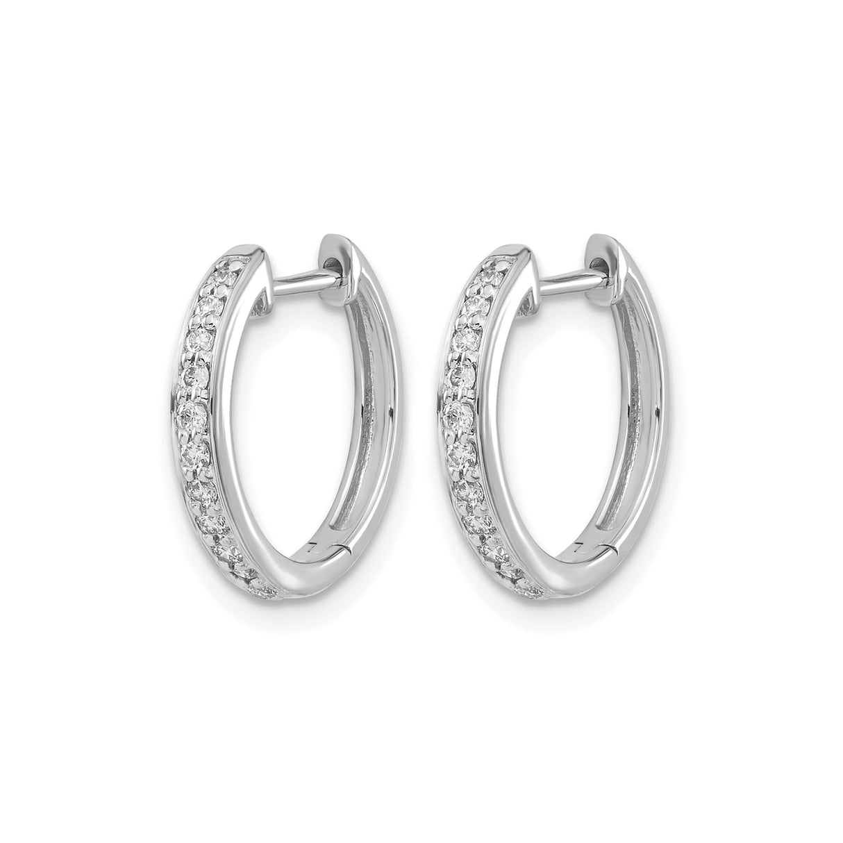 10k White Gold Hoop Earrings with Cubic Zirconia, Minimalist Huggie Style for Women