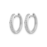 10k White Gold Hoop Earrings with Cubic Zirconia, Minimalist Huggie Style for Women
