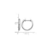 10k White Gold Hoop Earrings with Cubic Zirconia, Minimalist Huggie Style for Women