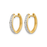 10k Yellow Gold Hoop Earrings with Clear Round Stones, Polished Front-Facing Design for Women