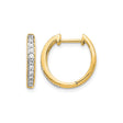 10k Yellow Gold Hoop Earrings with Clear Round Stones, Polished Front-Facing Design for Women