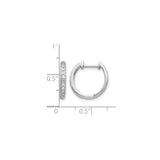 14k White Gold Diamond Hoop Earrings with Round Cut Diamonds, Sleek Hinged Design
