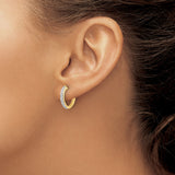 14k Yellow Gold Hoop Earrings with Channel Set Round Diamonds, Classic Lightweight Style for Women