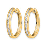 10k Yellow Gold Hoop Earrings with Cubic Zirconia, Channel Set Medium Hoops for Women