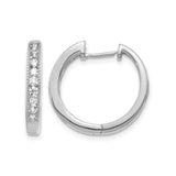 14k White Gold Hoop Earrings with Round Cut Diamonds in Channel Set Design