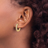 14k Yellow Gold Hoop Earrings with Diamond Accents, Lightweight Classic Style for Women