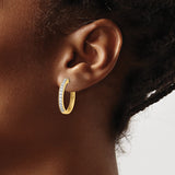 14k Yellow Gold Hoop Earrings with Diamonds, Small Channel-Set Classic Circle Style