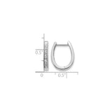 10k White Gold Oval Hoop Earrings with Channel-Set Diamonds, Polished Finish, Huggie Style