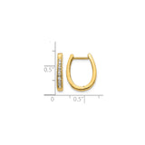 10k Yellow Gold Huggie Hoop Earrings with Baguette and Round Cubic Zirconia, Modern Lightweight Design