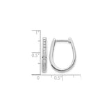 14k White Gold Hoop Earrings with Cubic Zirconia, U-Shape Hinged, Lightweight Modern Style