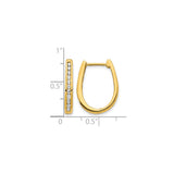 14k Yellow Gold Hoop Earrings with Channel Set Round Diamonds, Elongated Oval Design