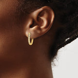 10k Yellow Gold Oval Hoop Earrings with Channel Set Cubic Zirconia, Lightweight Hinged Style