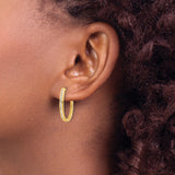 10k Yellow Gold Oval Hoop Earrings with Round Cut White Cubic Zirconia Accents