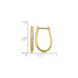 10k Yellow Gold Oval Hoop Earrings with Round Cut White Cubic Zirconia Accents