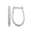 14k White Gold Hoop Earrings with Round Cut Diamonds, Inside-Out Curved Oval Design