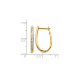 14k Yellow Gold Oval Hoop Earrings with Channel Set Diamonds, Sleek Modern Design