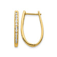 14k Yellow Gold Oval Hoop Earrings with Channel Set Diamonds, Sleek Modern Design