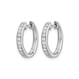 10k White Gold Huggie Hoop Earrings with Round Cut Pave Diamonds for Women